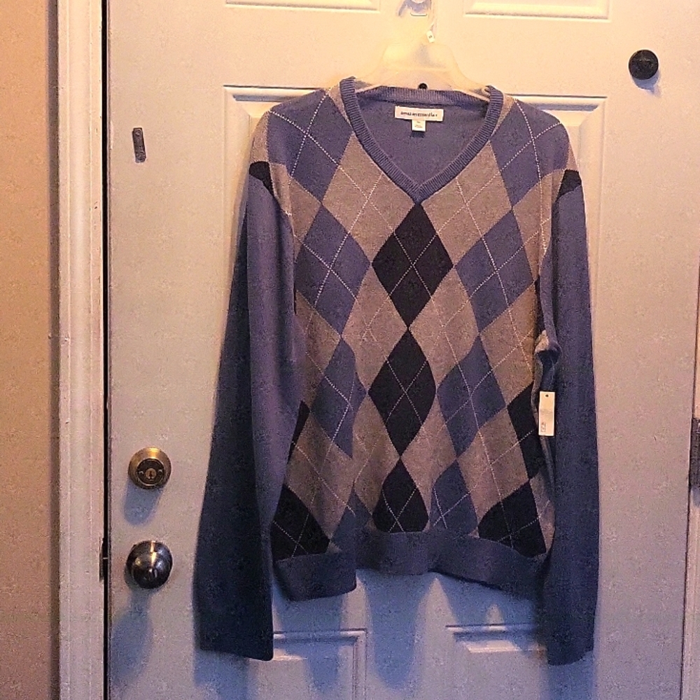 Amazon essentials mens argyle sweater size xxl NWT v neck